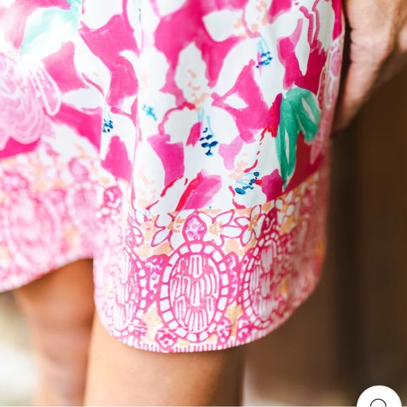 Jean Pierre Klifa Lily Dress L | Pink Turtle Print Jasmine Cove Shift Stretchy - Picture 2 of 13